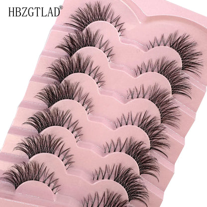 NEW 7Pairs Cat Eye Lashes Faux Mink Eyelashes Natural long Full Strip Lashes Winged End Eye Elongated Fake Lashes Soft Eyelashes