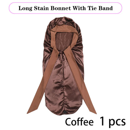 Leopard Print Satin Sleep Cap For Long Hair And Dreadlock Extra Large Silky Bonnet With Long Wide Tie For Women Sleeping Bonnet