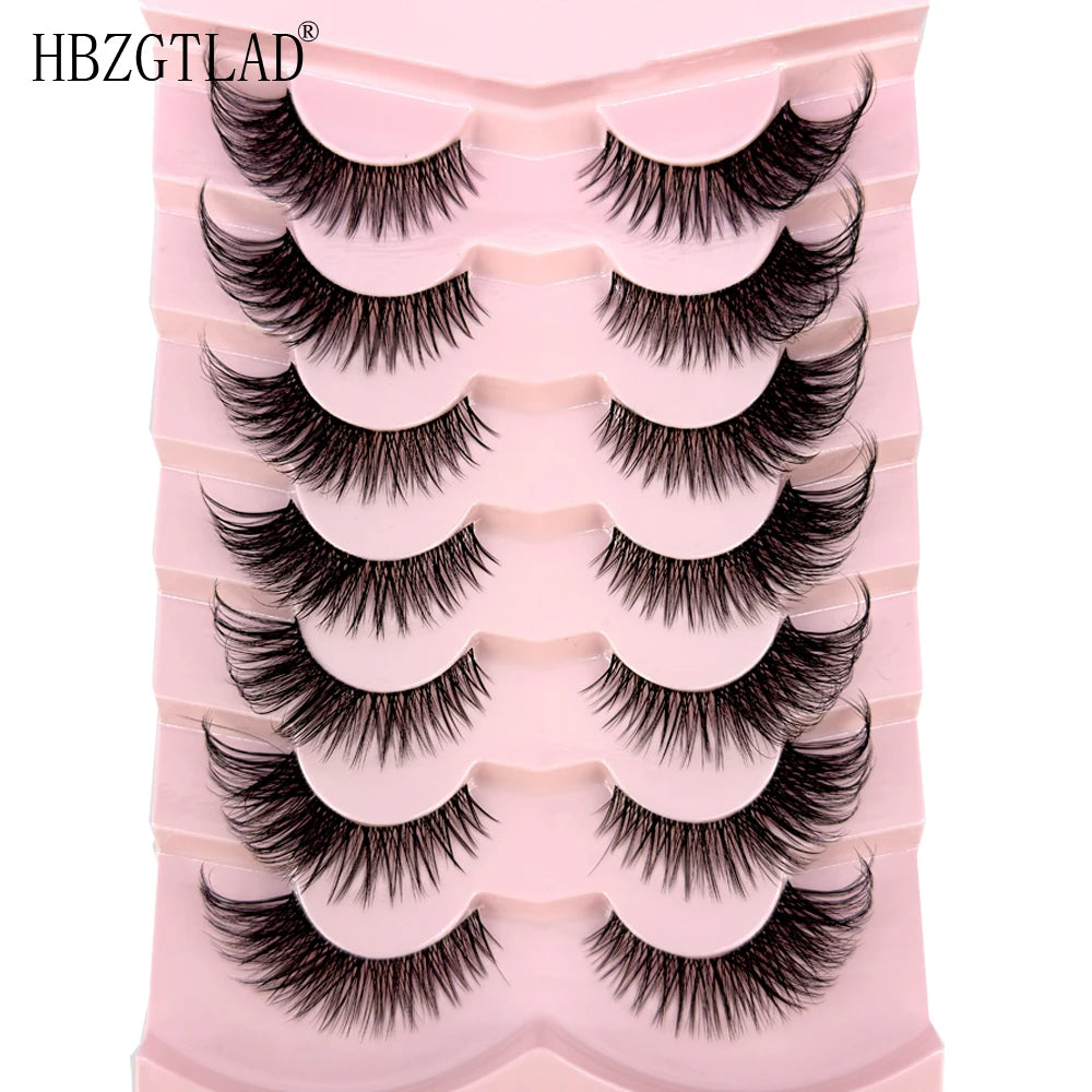 NEW 7Pairs Cat Eye Lashes Faux Mink Eyelashes Natural long Full Strip Lashes Winged End Eye Elongated Fake Lashes Soft Eyelashes