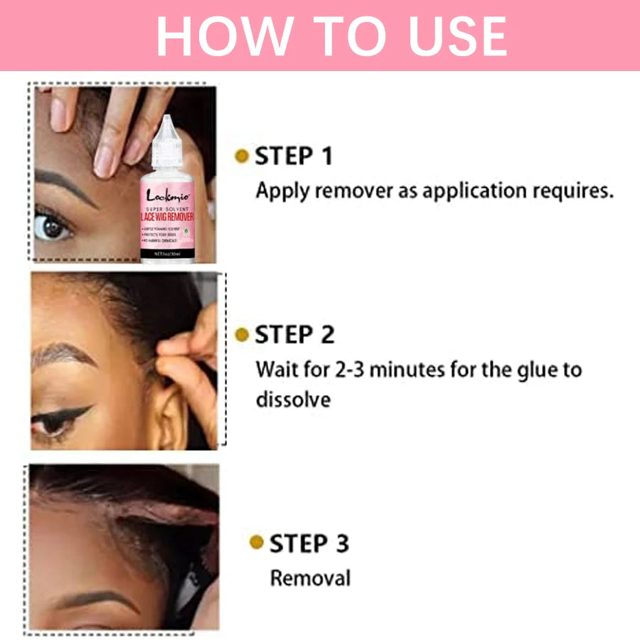 LOCKMIO Wig Glue Waterproof Adhesive for Bonding Lace Toupee Front Closure 6pcs/set Travel Size Wigs Extension Kit for Beginners