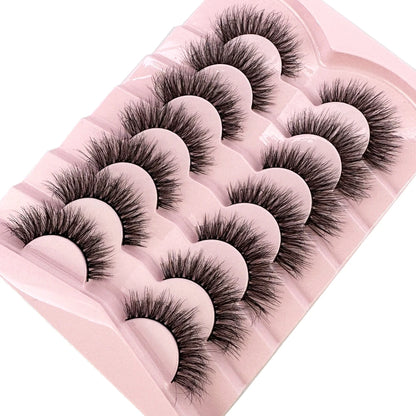 Mink Lashes Natural Look False Eyelashes Wispy Cat Eye Lashes Fluffy 3D Mink Lashes Natural Fake Lashes Strip Lashes Pack 7Pairs