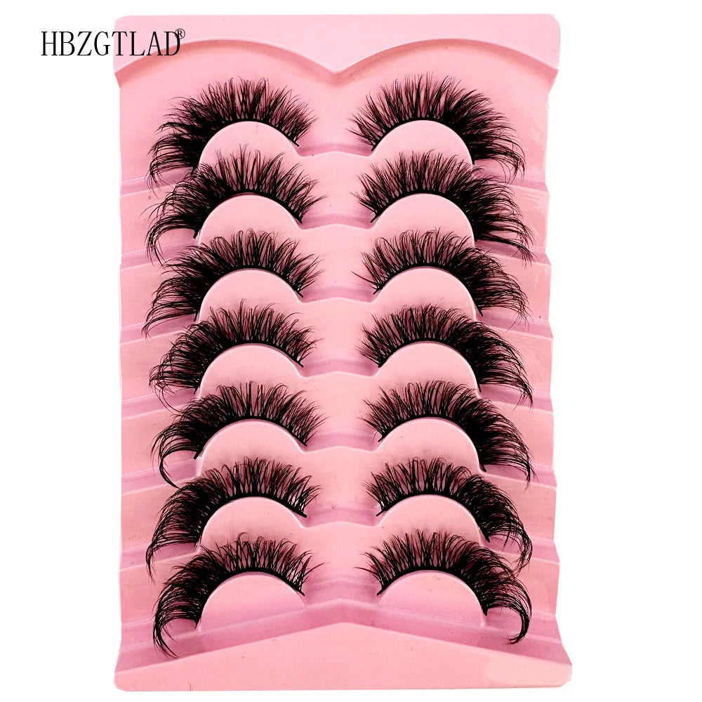 NEW 7Pairs Cat Eye Lashes Faux Mink Eyelashes Natural long Full Strip Lashes Winged End Eye Elongated Fake Lashes Soft Eyelashes