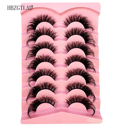 NEW 7Pairs Cat Eye Lashes Faux Mink Eyelashes Natural long Full Strip Lashes Winged End Eye Elongated Fake Lashes Soft Eyelashes