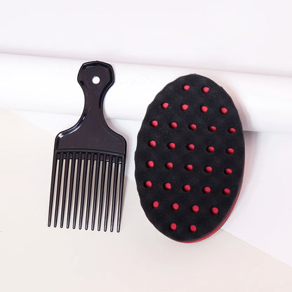 2pcs/set of wide toothed brush combs insertion type comb and African style sponge brush Special for real hair wigs