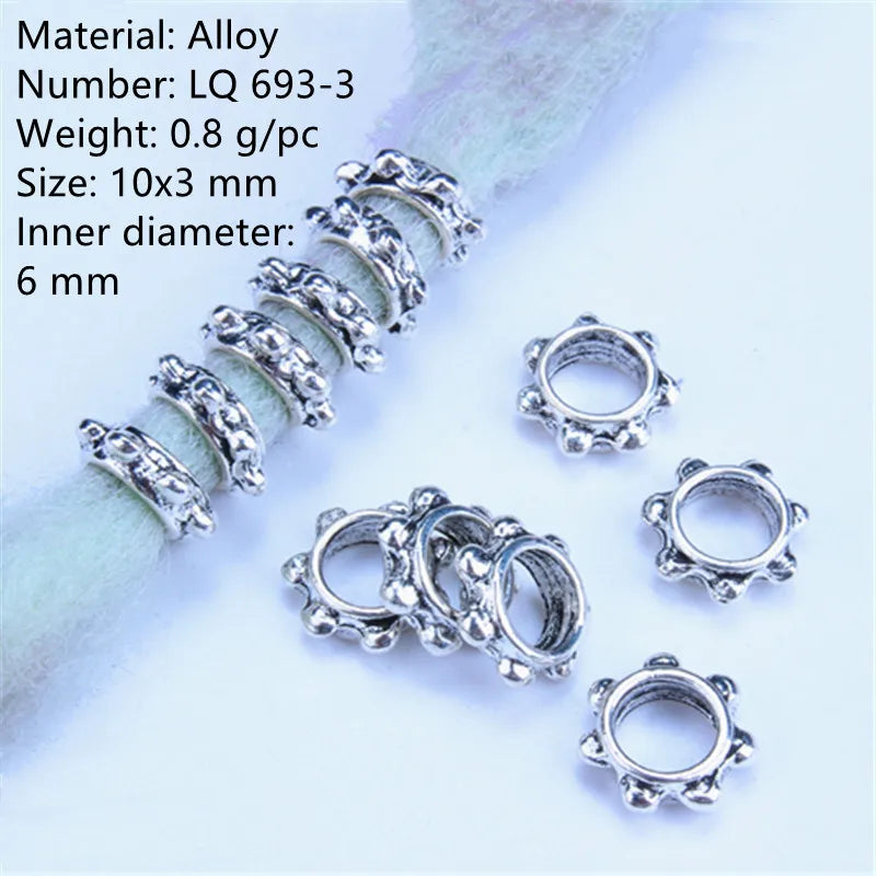 5Pcs/bag Metal Hair Braid Rings Dreadlock Beads Cuffs Tubes 3D Charms Dreadlock Dread Hair Braids Jewelry Decoration Accessories