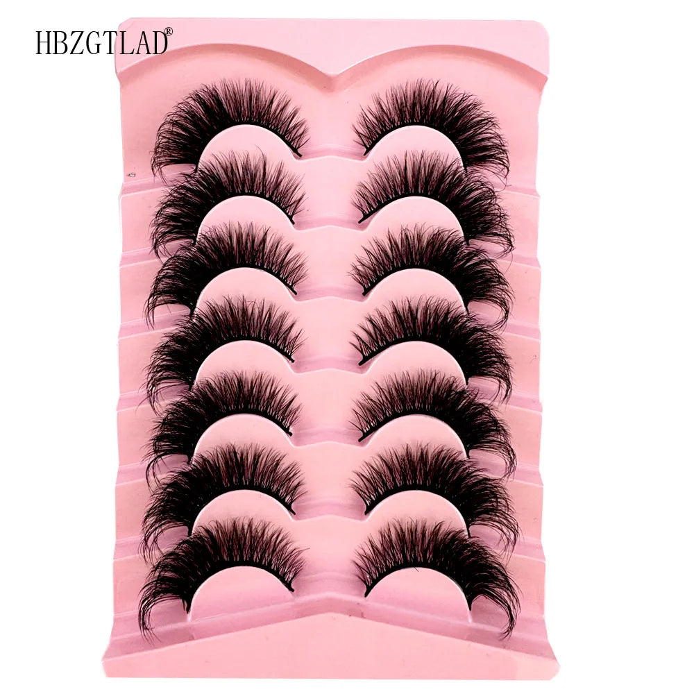 NEW 7Pairs Cat Eye Lashes Faux Mink Eyelashes Natural long Full Strip Lashes Winged End Eye Elongated Fake Lashes Soft Eyelashes