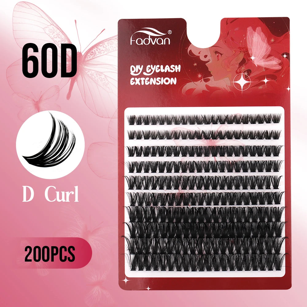 Fadvan DIY Cluster Lashes Mixed Tray Individual Lashes Volume Eye Lashes Soft Natural Lashes Mink Lash Cluster False Eyelashes