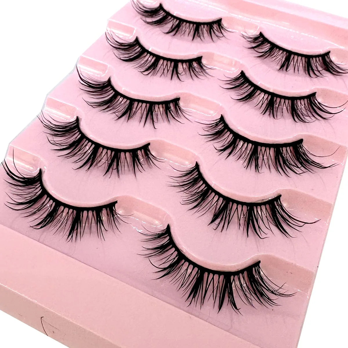 NEW 5Pairs Cosplay Anime Eyelashes Makeup Women Manga Lashes Dramatic Fairy Clusters False Lashes Wet Look Fake Lashes
