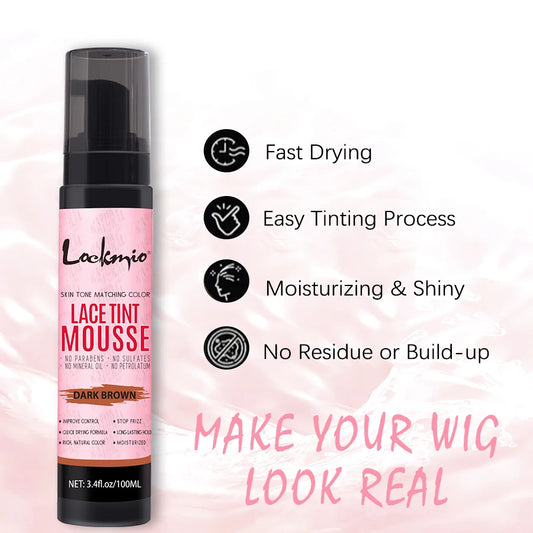 Wig Tint Foam for Lace Front Dyeing Mousse Natural Quick Dry Grid Invisible Color Hair Spray for Toupees