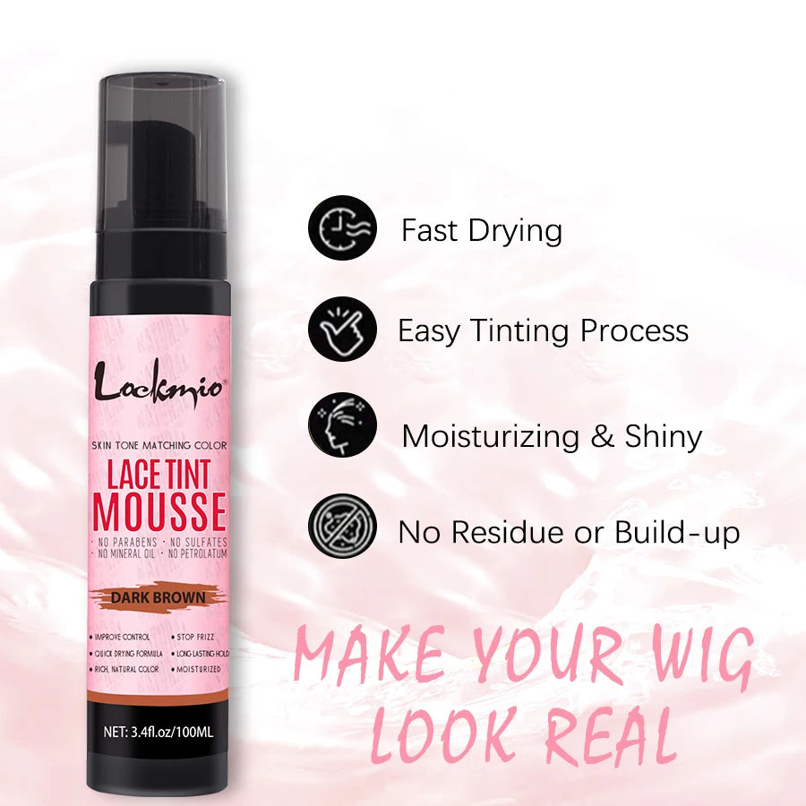 Wig Tint Foam for Lace Front Dyeing Mousse Natural Quick Dry Grid Invisible Color Hair Spray for Toupees