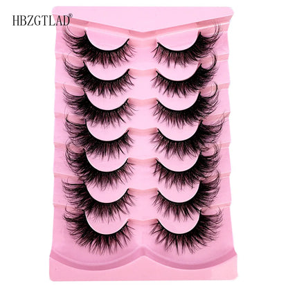 NEW 7Pairs Cat Eye Lashes Faux Mink Eyelashes Natural long Full Strip Lashes Winged End Eye Elongated Fake Lashes Soft Eyelashes