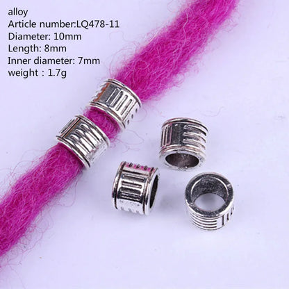 5Pcs/bag Metal Hair Braid Rings Dreadlock Beads Cuffs Tubes 3D Charms Dreadlock Dread Hair Braids Jewelry Decoration Accessories