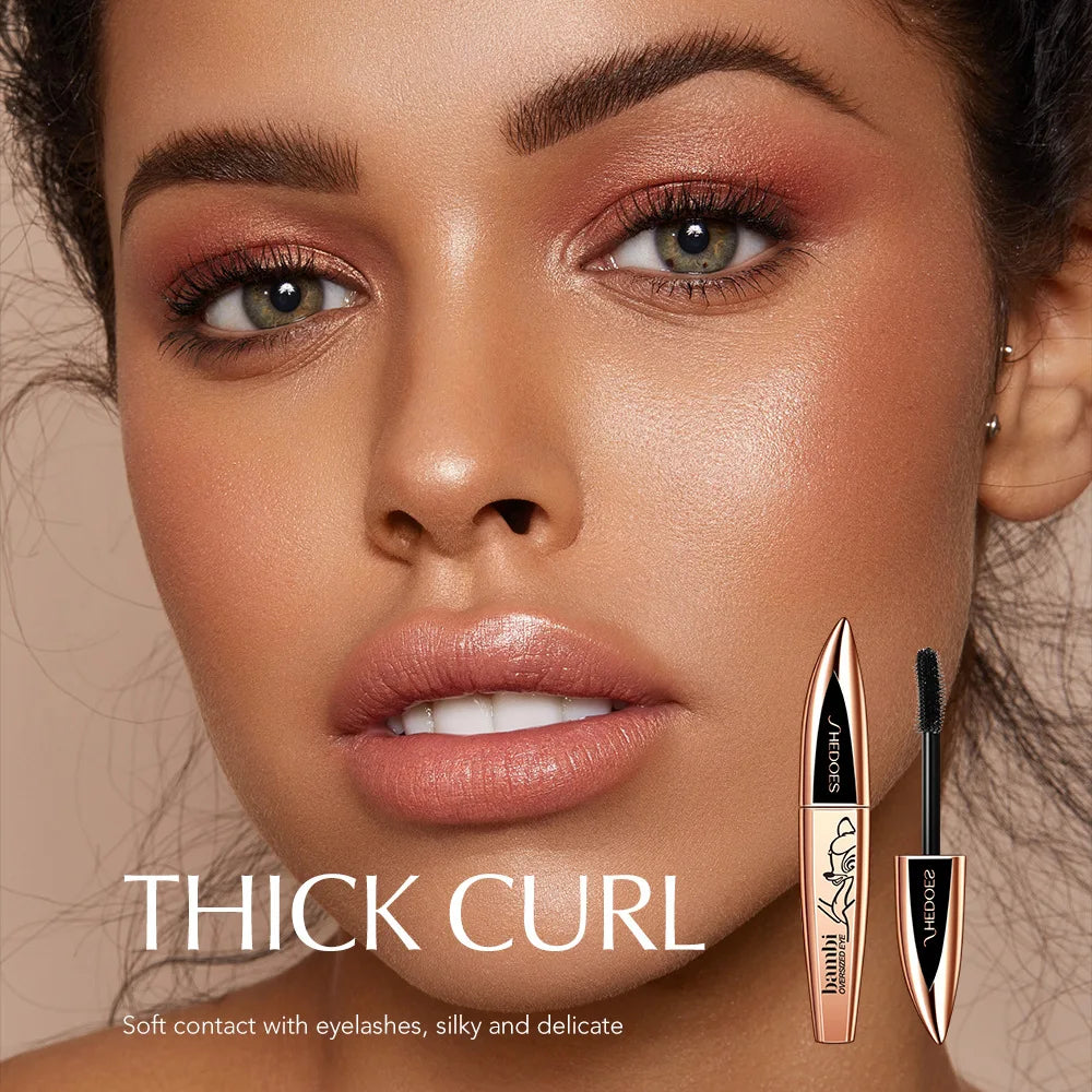 5D Thick and Long Black Silk Fiber Deer Eye Black Large Capacity Eye Makeup: Black Cosmetics Beauty Eye Makeup