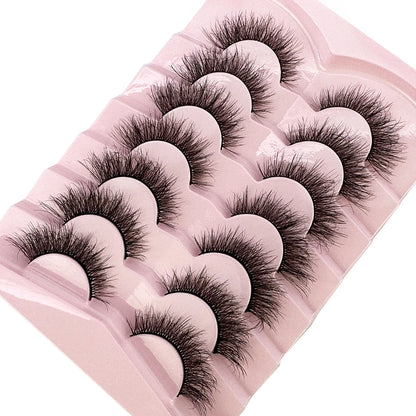 Mink Lashes Natural Look False Eyelashes Wispy Cat Eye Lashes Fluffy 3D Mink Lashes Natural Fake Lashes Strip Lashes Pack 7Pairs