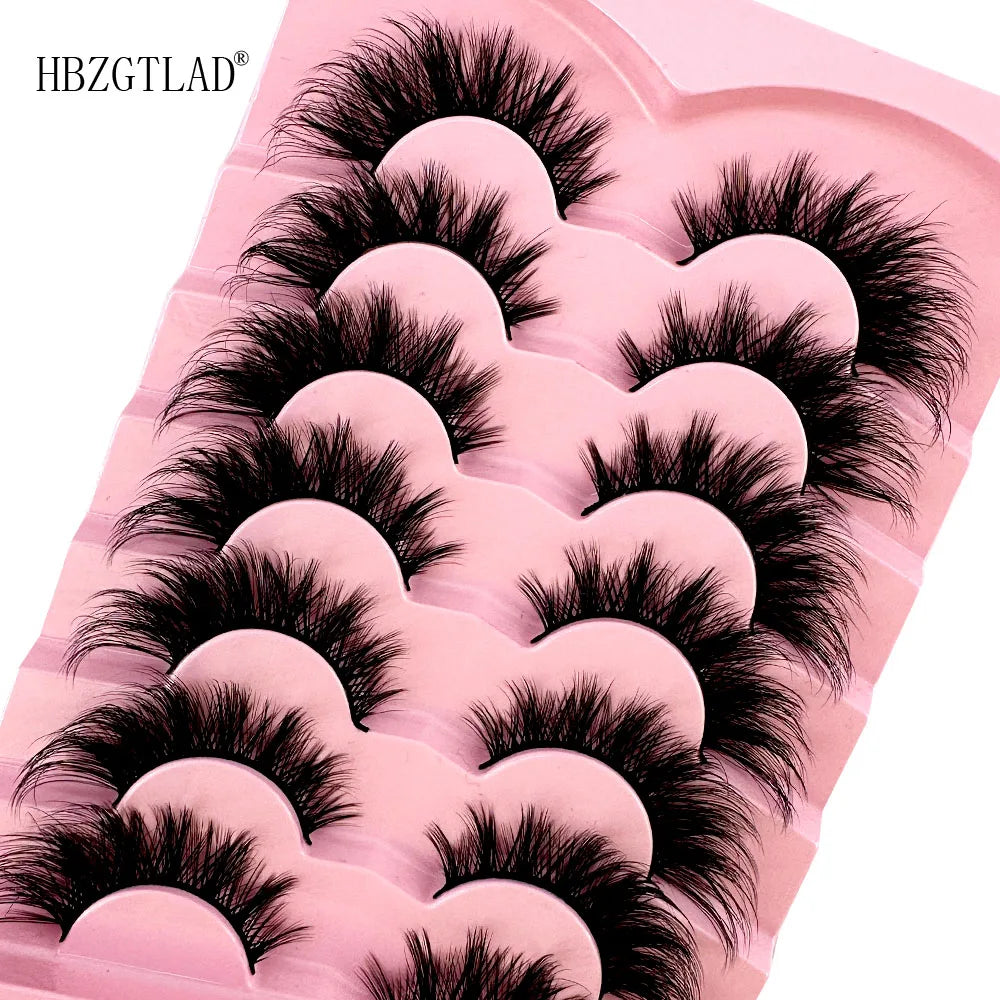 NEW 7Pairs Cat Eye Lashes Faux Mink Eyelashes Natural long Full Strip Lashes Winged End Eye Elongated Fake Lashes Soft Eyelashes