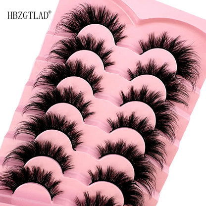 NEW 7Pairs Cat Eye Lashes Faux Mink Eyelashes Natural long Full Strip Lashes Winged End Eye Elongated Fake Lashes Soft Eyelashes