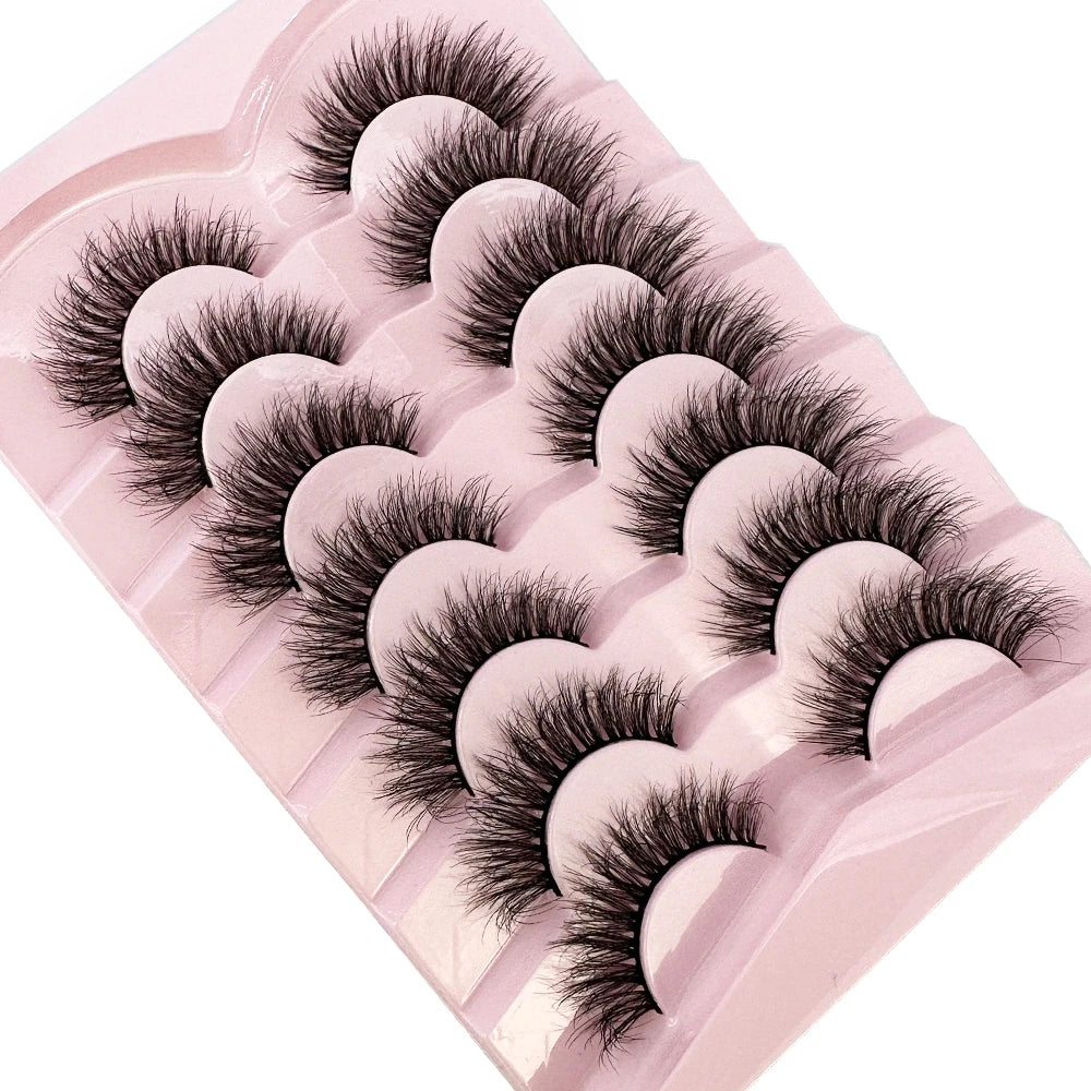 Mink Lashes Natural Look False Eyelashes Wispy Cat Eye Lashes Fluffy 3D Mink Lashes Natural Fake Lashes Strip Lashes Pack 7Pairs