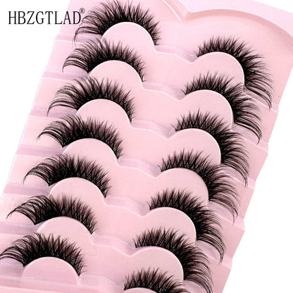 NEW 7Pairs Cat Eye Lashes Faux Mink Eyelashes Natural long Full Strip Lashes Winged End Eye Elongated Fake Lashes Soft Eyelashes