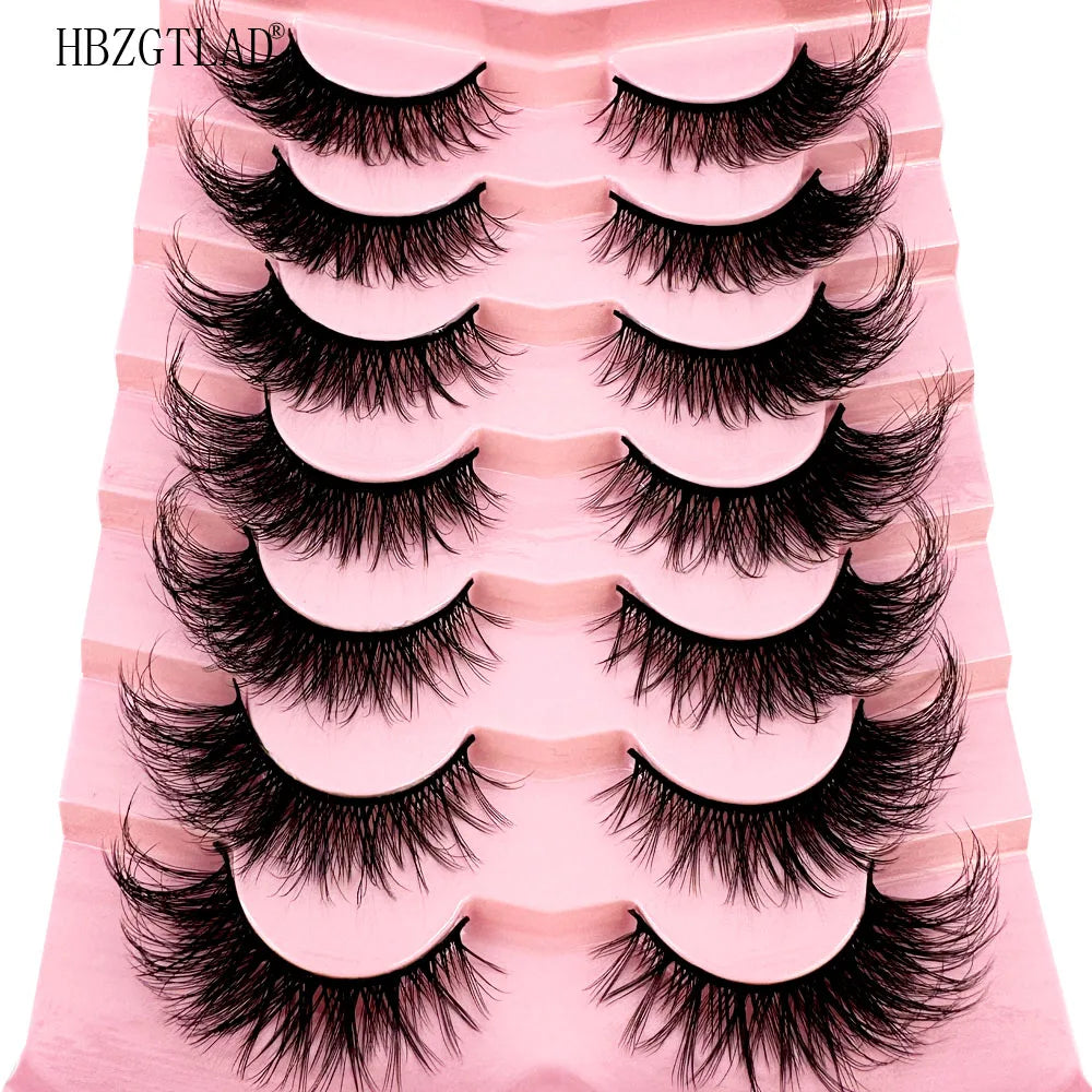 NEW 7Pairs Cat Eye Lashes Faux Mink Eyelashes Natural long Full Strip Lashes Winged End Eye Elongated Fake Lashes Soft Eyelashes