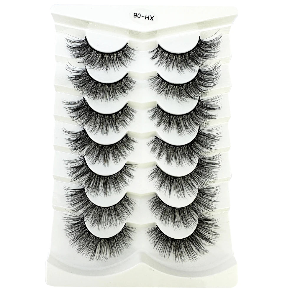 NEW 7Pairs Cat Eye Lashes Faux Mink Eyelashes Natural long Full Strip Lashes Winged End Eye Elongated Fake Lashes Soft Eyelashes