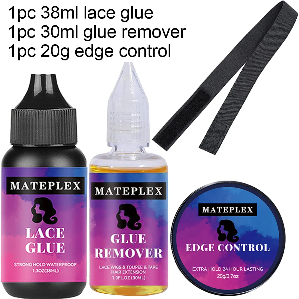 4PCS/Lot Wig Glue for Lace Waterproof Lace Glue Adhesive Strong Hold Hair Edge Control Melt Band Hair Brush Wig Installation Kit
