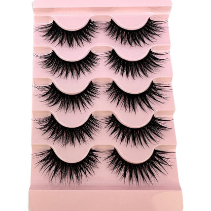 NEW 5Pairs Cosplay Anime Eyelashes Makeup Women Manga Lashes Dramatic Fairy Clusters False Lashes Wet Look Fake Lashes