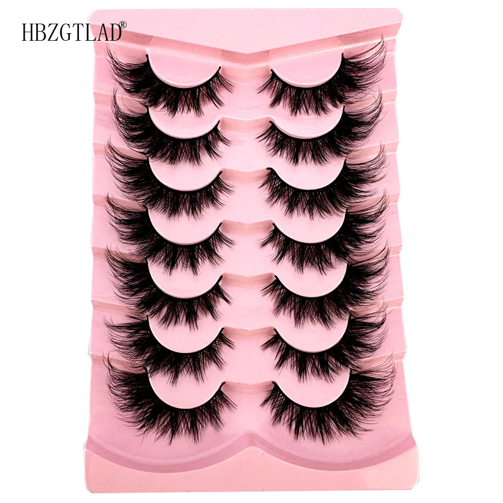 NEW 7Pairs Cat Eye Lashes Faux Mink Eyelashes Natural long Full Strip Lashes Winged End Eye Elongated Fake Lashes Soft Eyelashes
