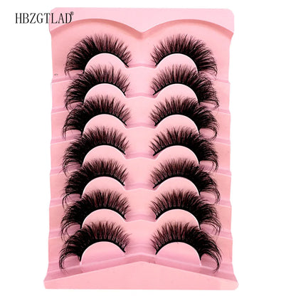 NEW 7Pairs Cat Eye Lashes Faux Mink Eyelashes Natural long Full Strip Lashes Winged End Eye Elongated Fake Lashes Soft Eyelashes
