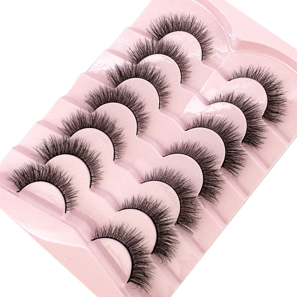 Mink Lashes Natural Look False Eyelashes Wispy Cat Eye Lashes Fluffy 3D Mink Lashes Natural Fake Lashes Strip Lashes Pack 7Pairs