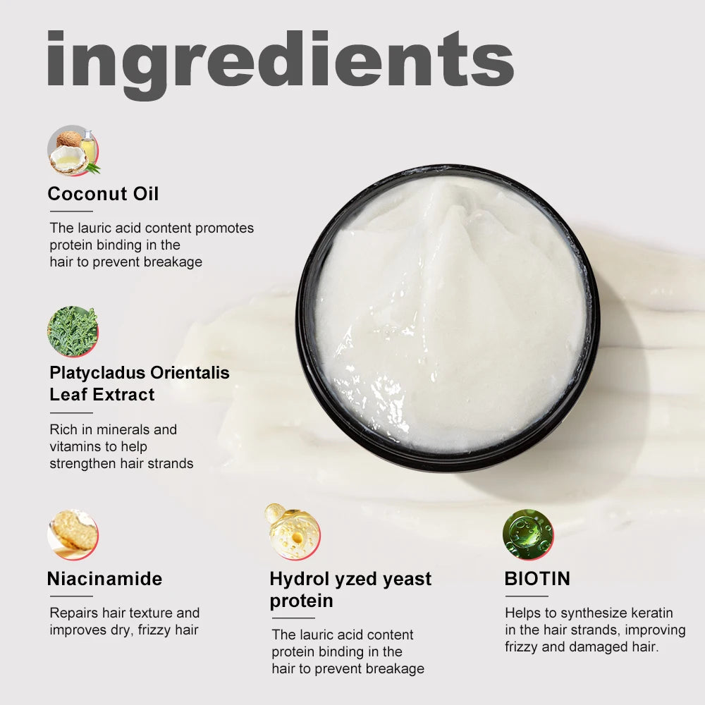 PURC Coconut Oil Hair Mask Repair Damaged Frizz Smoothing Nourishing Keratin Hair Treatments Masks Hair Care Products