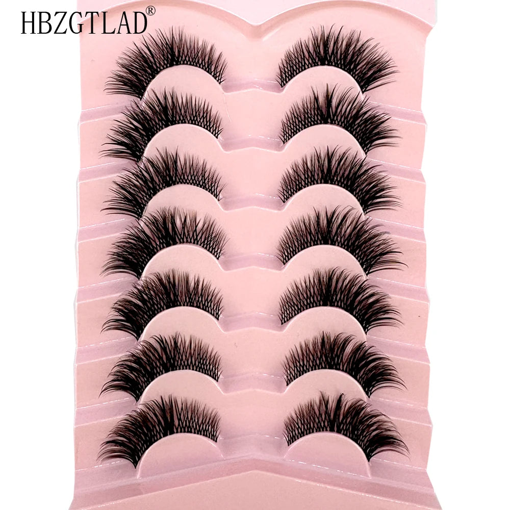 NEW 7Pairs Cat Eye Lashes Faux Mink Eyelashes Natural long Full Strip Lashes Winged End Eye Elongated Fake Lashes Soft Eyelashes