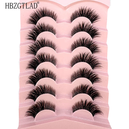 NEW 7Pairs Cat Eye Lashes Faux Mink Eyelashes Natural long Full Strip Lashes Winged End Eye Elongated Fake Lashes Soft Eyelashes