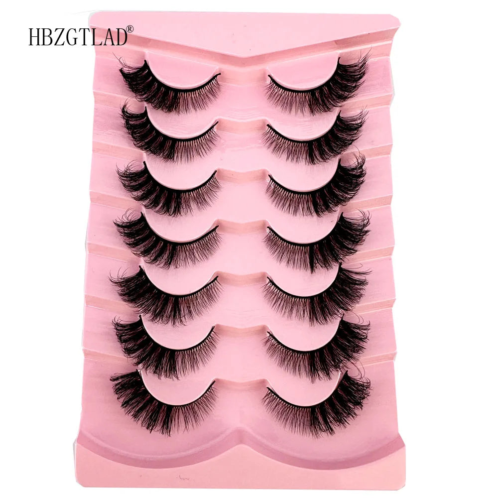 NEW 7Pairs Cat Eye Lashes Faux Mink Eyelashes Natural long Full Strip Lashes Winged End Eye Elongated Fake Lashes Soft Eyelashes