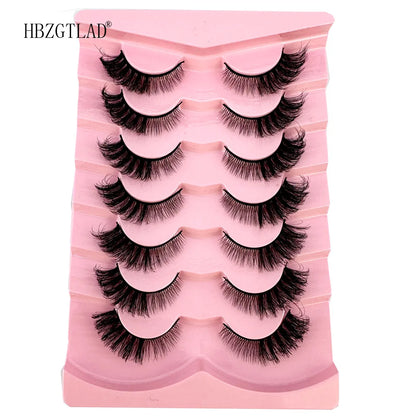 NEW 7Pairs Cat Eye Lashes Faux Mink Eyelashes Natural long Full Strip Lashes Winged End Eye Elongated Fake Lashes Soft Eyelashes
