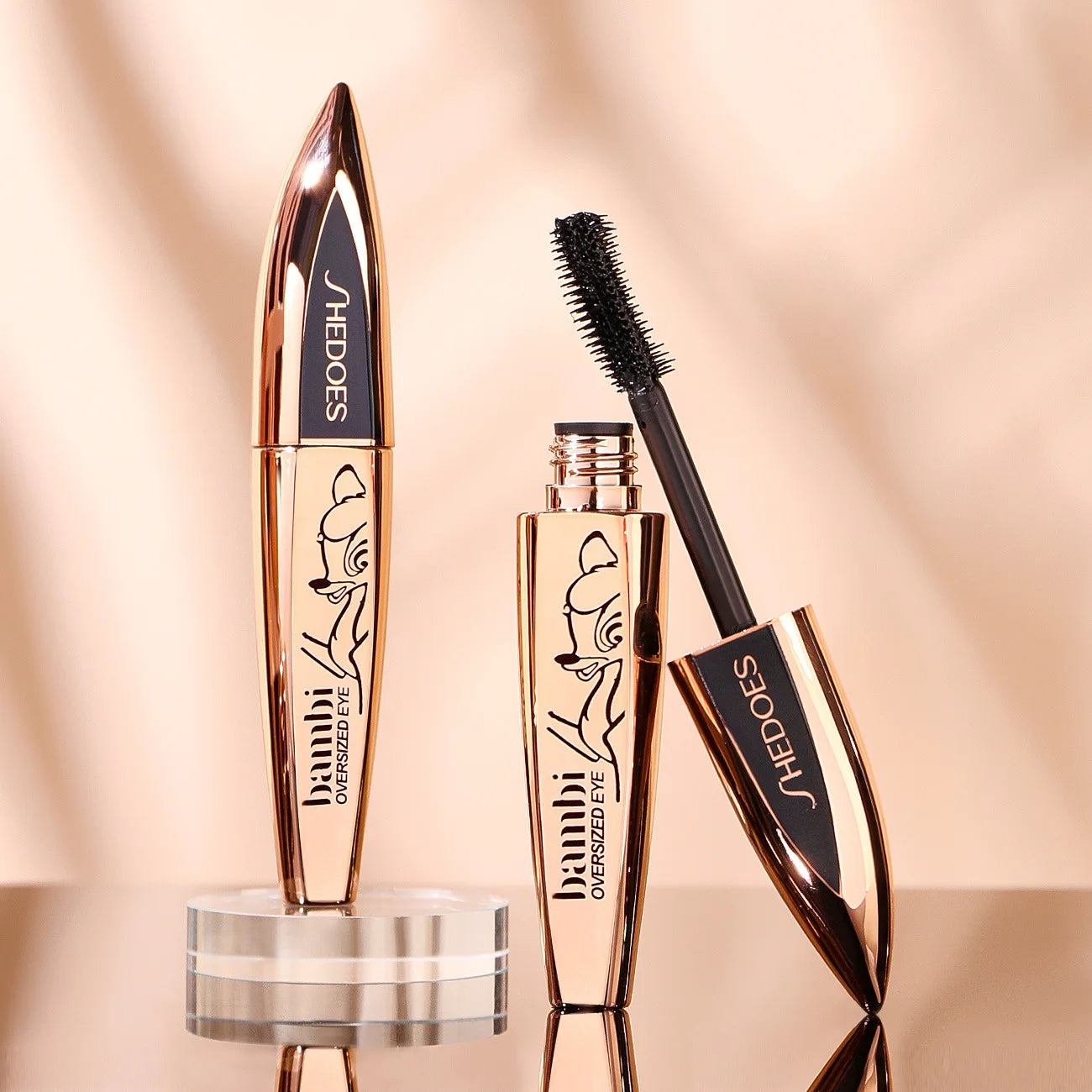 5D Thick and Long Black Silk Fiber Deer Eye Black Large Capacity Eye Makeup: Black Cosmetics Beauty Eye Makeup