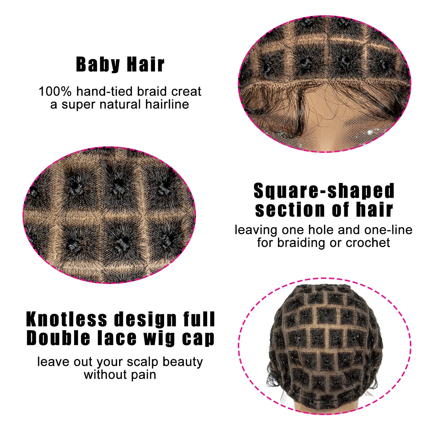 Lace Crochet Wig Cap Braided Wig Cap for Black Women Lace Front Pre Knot Full Lace Cap HD Full Lace Crotchet Cap with Baby Hair