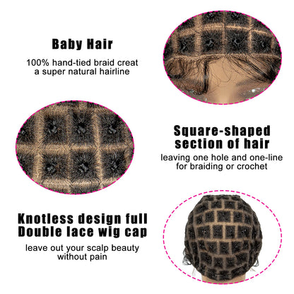 Lace Crochet Wig Cap Braided Wig Cap for Black Women Lace Front Pre Knot Full Lace Cap HD Full Lace Crotchet Cap with Baby Hair