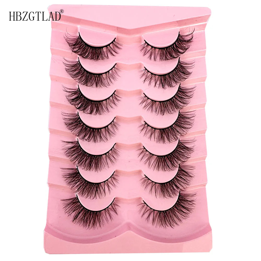 NEW 7Pairs Cat Eye Lashes Faux Mink Eyelashes Natural long Full Strip Lashes Winged End Eye Elongated Fake Lashes Soft Eyelashes