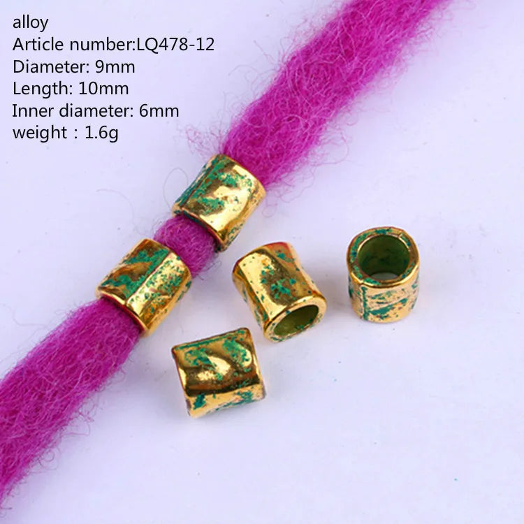 5Pcs/bag Metal Hair Braid Rings Dreadlock Beads Cuffs Tubes 3D Charms Dreadlock Dread Hair Braids Jewelry Decoration Accessories
