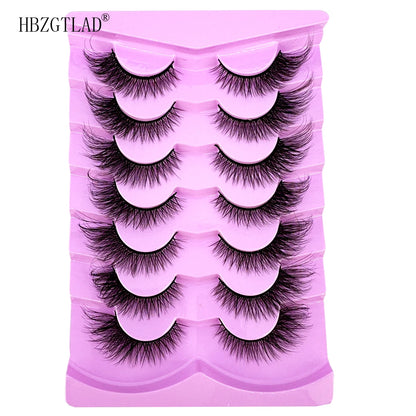 NEW 7Pairs Cat Eye Lashes Faux Mink Eyelashes Natural long Full Strip Lashes Winged End Eye Elongated Fake Lashes Soft Eyelashes
