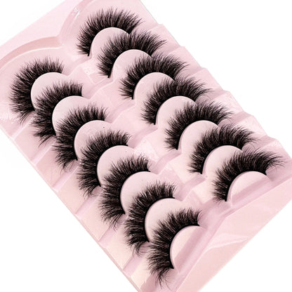 Mink Lashes Natural Look False Eyelashes Wispy Cat Eye Lashes Fluffy 3D Mink Lashes Natural Fake Lashes Strip Lashes Pack 7Pairs
