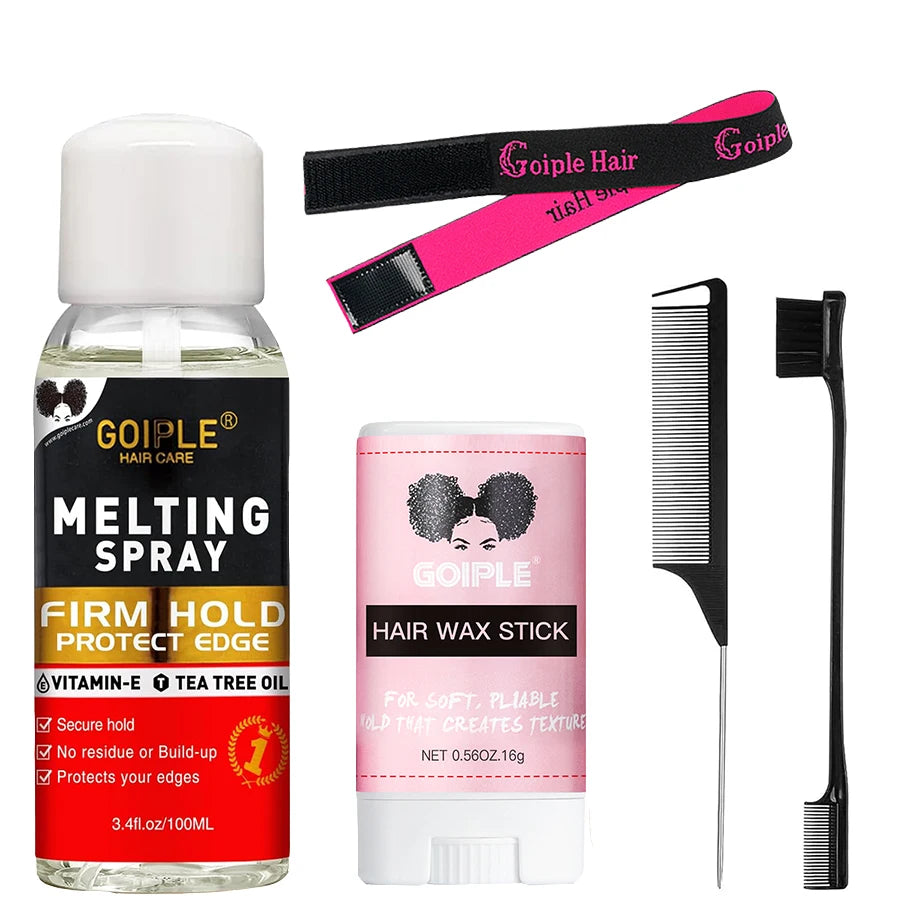 GOIPLE Melting Spray Glue for Lace Front Wig Tint Mousse Foam Waterproof Hair Extension Bond Adhesive Wax Stick Edge Control Gel