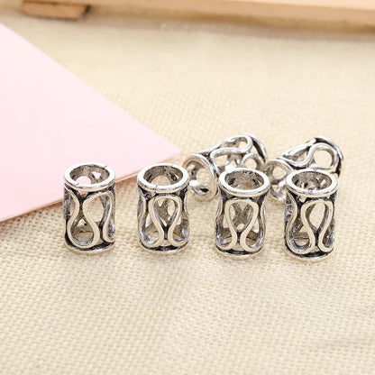 5Pcs/bag Metal Hair Braid Rings Dreadlock Beads Cuffs Tubes 3D Charms Dreadlock Dread Hair Braids Jewelry Decoration Accessories