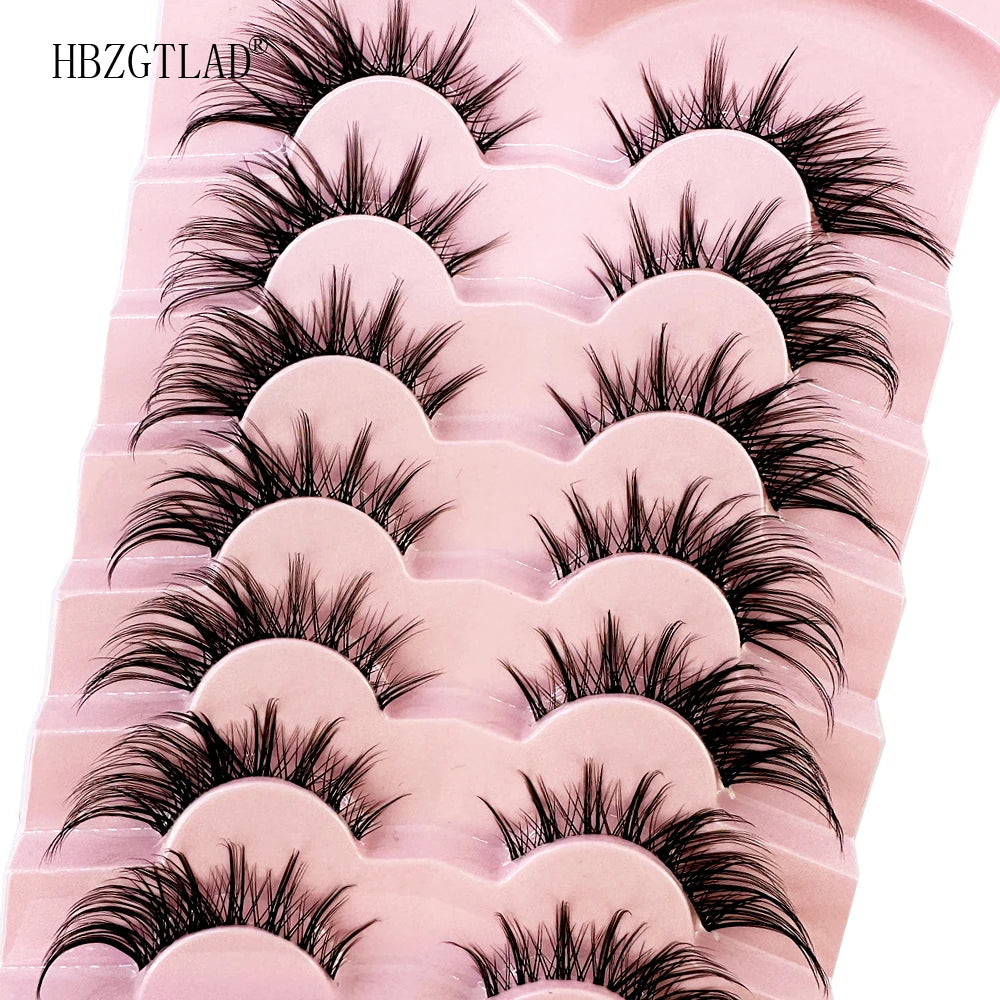 NEW 7Pairs Cat Eye Lashes Faux Mink Eyelashes Natural long Full Strip Lashes Winged End Eye Elongated Fake Lashes Soft Eyelashes