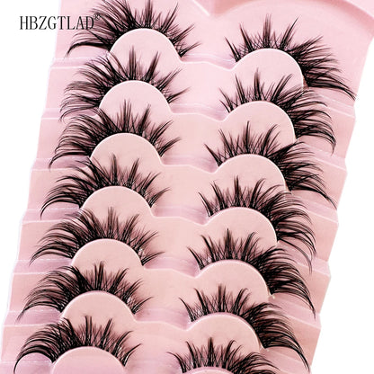 NEW 7Pairs Cat Eye Lashes Faux Mink Eyelashes Natural long Full Strip Lashes Winged End Eye Elongated Fake Lashes Soft Eyelashes