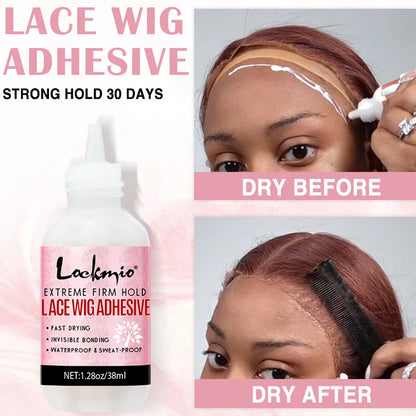 LOCKMIO Wig Glue Waterproof Adhesive for Bonding Lace Toupee Front Closure 6pcs/set Travel Size Wigs Extension Kit for Beginners