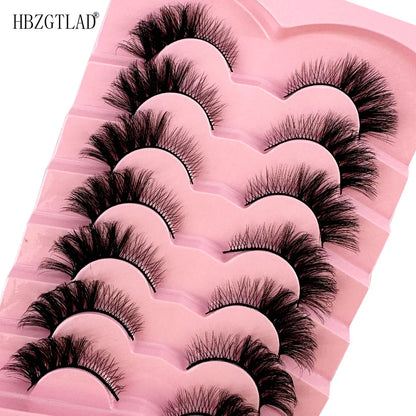 NEW 7Pairs Cat Eye Lashes Faux Mink Eyelashes Natural long Full Strip Lashes Winged End Eye Elongated Fake Lashes Soft Eyelashes