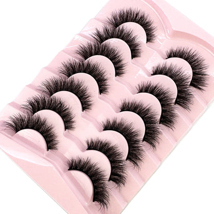 Mink Lashes Natural Look False Eyelashes Wispy Cat Eye Lashes Fluffy 3D Mink Lashes Natural Fake Lashes Strip Lashes Pack 7Pairs
