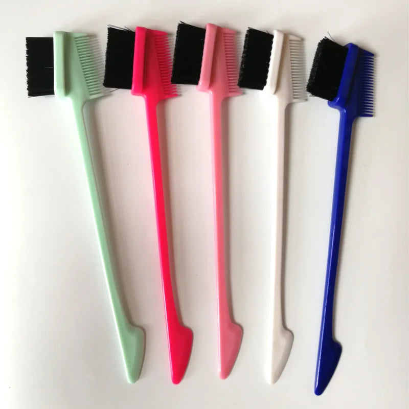 10PCS Multicolor Double Sided 3 in 1 Edge Control Hair Comb Hair Styling Eyebrow Combing Hair Brush Hairdressing Beauty Tools