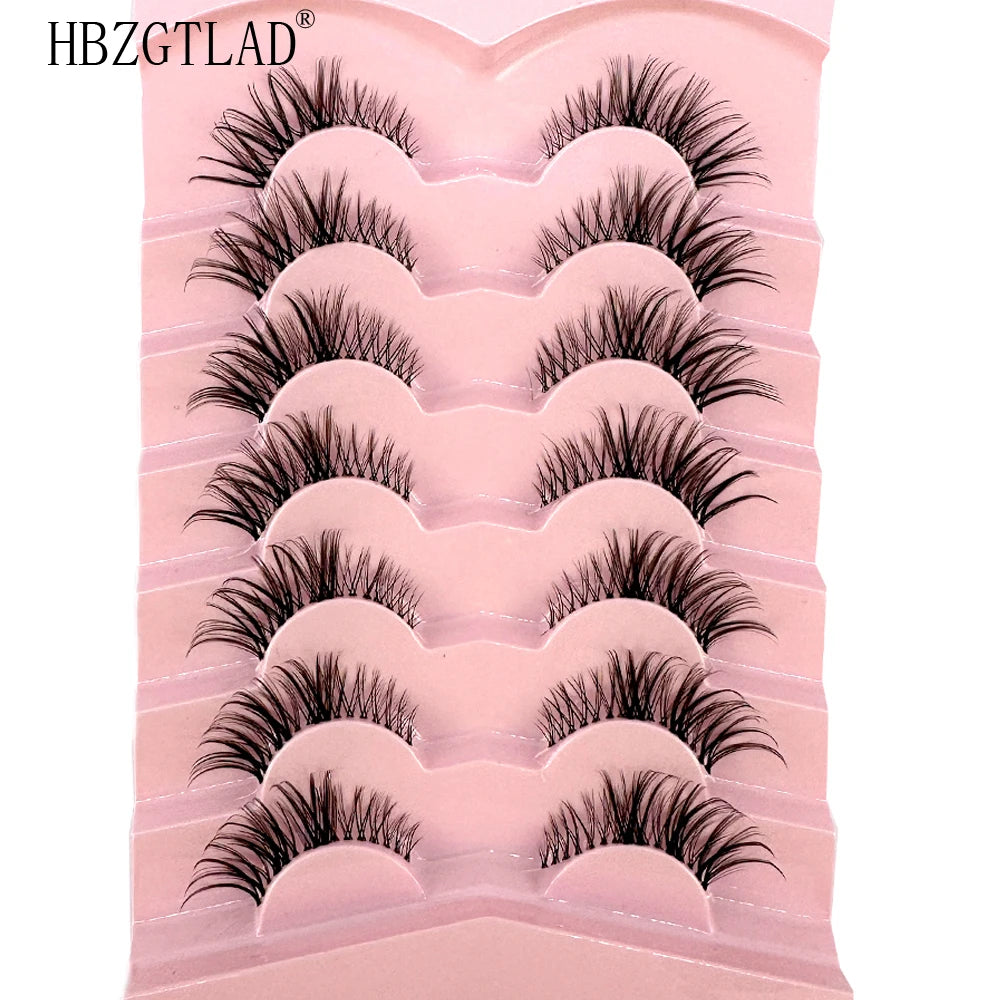 NEW 7Pairs Cat Eye Lashes Faux Mink Eyelashes Natural long Full Strip Lashes Winged End Eye Elongated Fake Lashes Soft Eyelashes